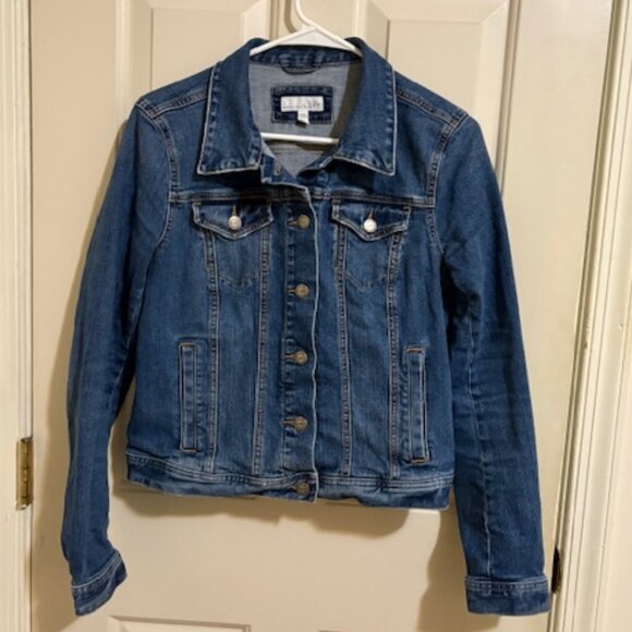 LOFT Distressed Denim Jacket Indigo Wash Size M - Picture 3 of 6